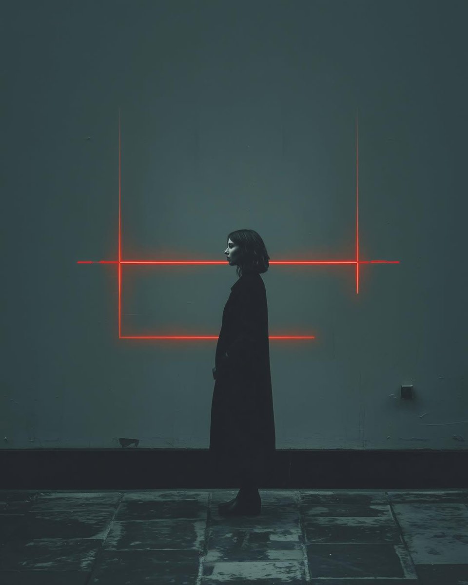 Cyberpunk woman in neon frame